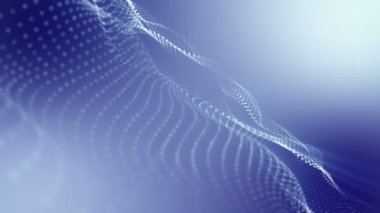 mavi bir arka plan üzerinde yavaş hareket eden ışık parçacıkları. 3d render soyut animasyon