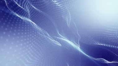 mavi bir arka plan üzerinde yavaş hareket eden ışık parçacıkları. 3d render soyut animasyon