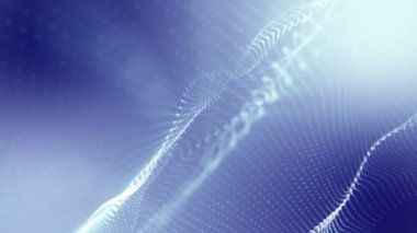 mavi bir arka plan üzerinde yavaş hareket eden ışık parçacıkları. 3d render soyut animasyon