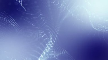 mavi bir arka plan üzerinde yavaş hareket eden ışık parçacıkları. 3d render soyut animasyon