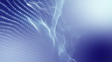 mavi bir arka plan üzerinde yavaş hareket eden ışık parçacıkları. 3d render soyut animasyon