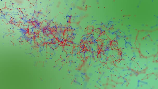 Partículas Rojas Azules Moviéndose Lentamente Sobre Fondo Azul Renderizar Animación — Vídeos de Stock