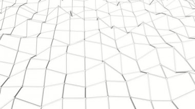 Beyaz soyut deforme üç boyutlu ızgara. 3D render.