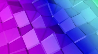 Çok renkli animasyonlu düşük poli arka plan. 3D render