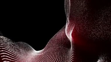 bir turuncu parlamayı ile beyaz parçacıklar bir siyah arka plan üzerine taşıyın. Soyut animasyon. 3D render