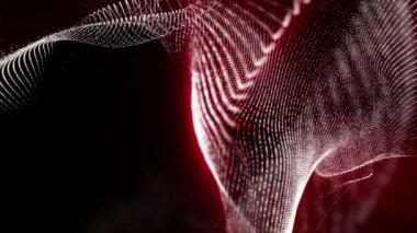 bir turuncu parlamayı ile beyaz parçacıklar bir siyah arka plan üzerine taşıyın. Soyut animasyon. 3D render