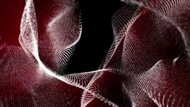 bir turuncu parlamayı ile beyaz parçacıklar bir siyah arka plan üzerine taşıyın. Soyut animasyon. 3D render