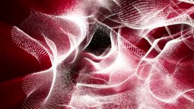 bir turuncu parlamayı ile beyaz parçacıklar bir siyah arka plan üzerine taşıyın. Soyut animasyon. 3D render