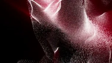 bir turuncu parlamayı ile beyaz parçacıklar bir siyah arka plan üzerine taşıyın. Soyut animasyon. 3D render