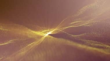 sarı parçacıkları bir turuncu parlamayı ile bej renkli bir arka plan üzerinde hareket ettirin. Soyut animasyon. 3D render