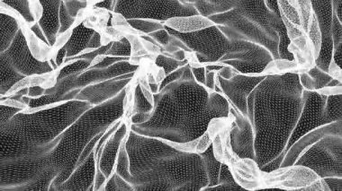 Beyaz kılavuz bir siyah arka plan üzerinde hareket ediyor. Soyut animasyon. 3D render