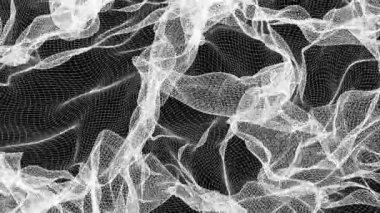 Beyaz kılavuz bir siyah arka plan üzerinde hareket ediyor. Soyut animasyon. 3D render