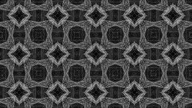 Siyah beyaz kaleydoskop arka plan. Soyut animasyon. 3D render