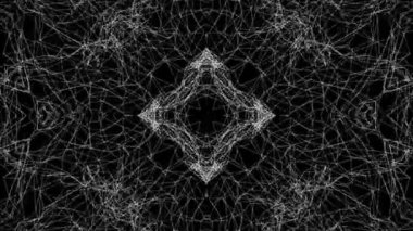 Siyah beyaz kaleydoskop arka plan. Soyut animasyon. 3D render