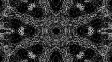 Siyah beyaz kaleydoskop arka plan. Soyut animasyon. 3D render