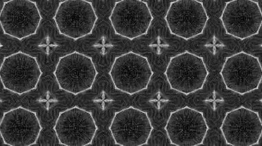 Siyah beyaz kaleydoskop arka plan. Soyut animasyon. 3D render