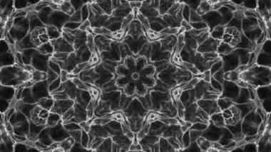 Siyah beyaz kaleydoskop arka plan. Soyut animasyon. 3D render