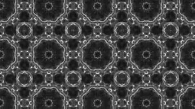 Siyah beyaz kaleydoskop arka plan. Soyut animasyon. 3D render