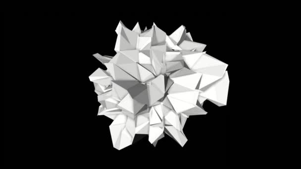 Abstract White Low Poly Shape Slowly Rotates Rendering — 图库视频影像