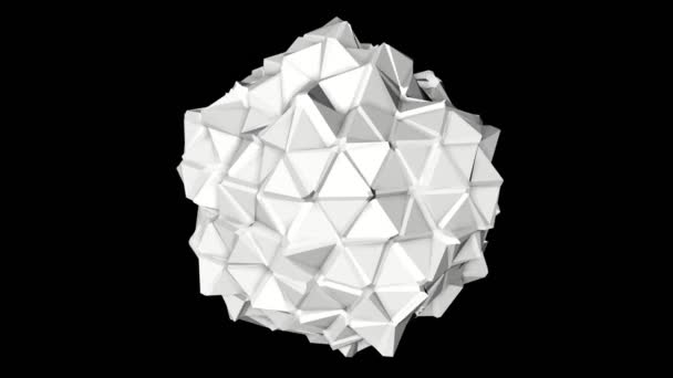 Abstracte Witte Laag Poly Shape Draait Langzaam Rendering — Stockvideo