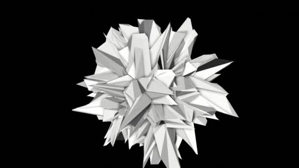 Abstract White Low Poly Shape Slowly Rotates Rendering — 图库视频影像