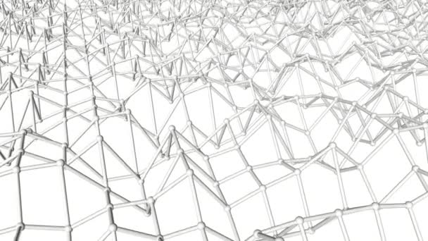 White Abstract Deformable Three Dimensional Grid Rendering — Stock Video