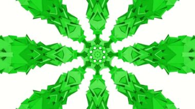 Yeşil üç boyutlu kaleydoskop arka plan. Soyut animasyon. 3D render