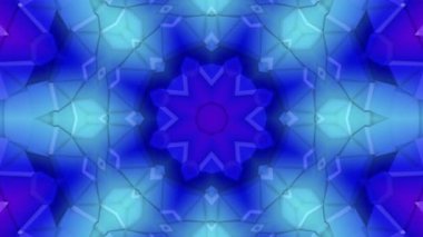 Mavi çizgili desenler. Kaleydoskop arka plan döner. Soyut animasyon. 3D render