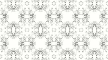 Beyaz çizgili desenler. Kaleydoskop arka plan döner. Soyut animasyon. 3D render