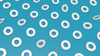 Beyaz üç boyutlu halkalar turkuaz arka planda döner. Soyut arkaplan. 3d hazırlayıcı