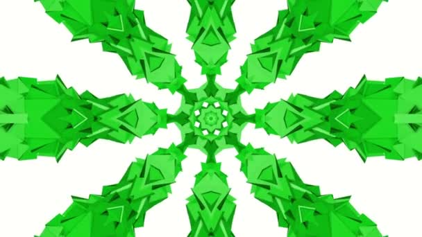 Groene Driedimensionale Caleidoscoop Achtergrond Abstracte Animatie Render — Stockvideo