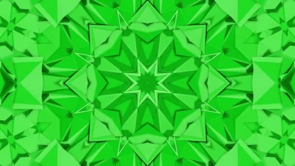 Zelená Trojrozměrný Kaleidoskop Pozadí Abstraktní Animace Vykreslování — Stock video