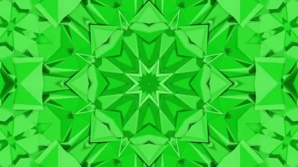 Fundo Caleidoscópio Tridimensional Verde Animação Abstrata Renderização — Vídeo de Stock