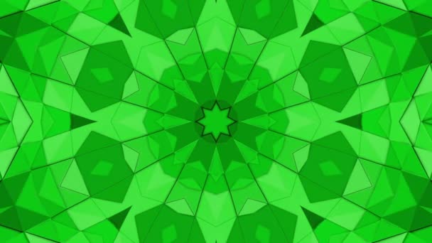 Fondo Caleidoscopio Tridimensional Verde Animación Abstracta Renderizar — Vídeos de Stock