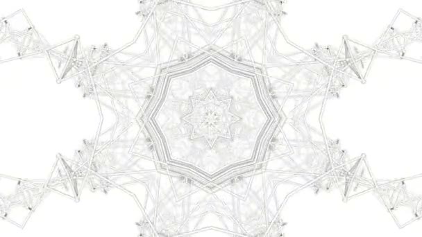 Vzory Bílých Pruhů Otočné Pozadí Kaleidoskopu Abstraktní Animace Prostorové Vykreslení — Stock video