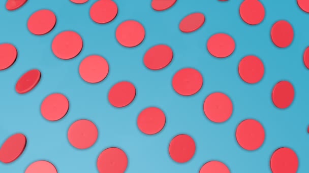 Červené Trojrozměrný Kroužky Otáčejí Tyrkysové Pozadí Abstraktní Pozadí Vykreslování — Stock video