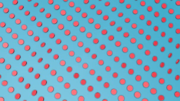 Auf Violettem Hintergrund Rotieren Blaue Dreidimensionale Ringe Und Gelbe Kugeln — Stockvideo