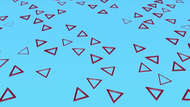 Grüne Dreidimensionale Dreiecke Fliegen Auf Violettem Hintergrund Abstrakter Hintergrund Darstellung — Stockvideo