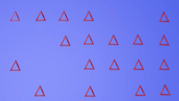 Triángulos Tridimensionales Verdes Vuelan Sobre Fondo Púrpura Fondo Abstracto Renderizado — Vídeo de stock