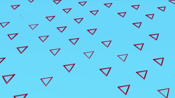 Grüne Dreidimensionale Dreiecke Fliegen Auf Violettem Hintergrund Abstrakter Hintergrund Darstellung — Stockvideo