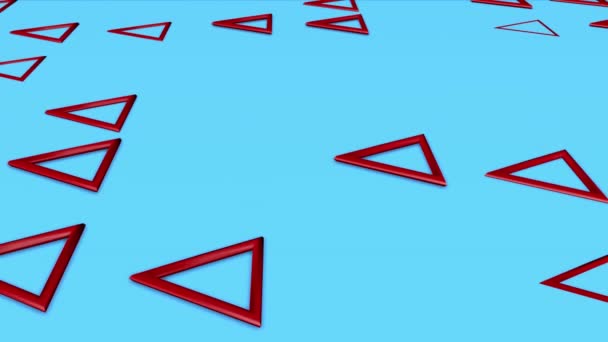 三次元の緑の三角形は 紫色の背景に飛ぶ 抽象的な背景 レンダリング — ストック動画