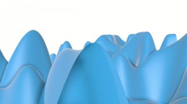 mavi parlak deforme yüzey. Soyut animasyon. 3D render