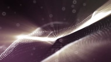 parlak yuvarlak parçacıkları karanlık bir arka plan karşı yavaş yavaş uçar. Soyut animasyon. 3D render