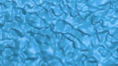 mavi parlak deforme yüzey. Soyut animasyon. 3D render