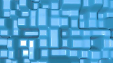 mavi parlak deforme yüzey. Soyut animasyon. 3D render