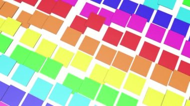 yavaş hareket çok renkli kare fayans. 3D render