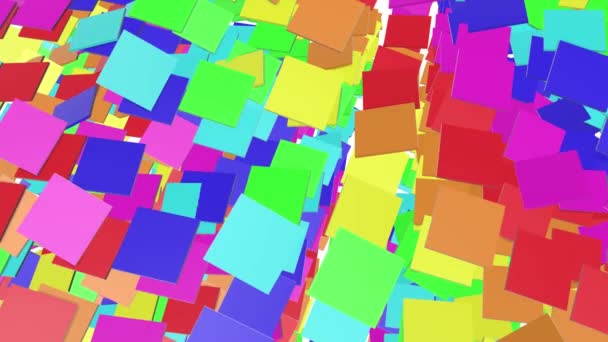 Langzaam Bewegende Veelkleurige Vierkante Tegels Render — Stockvideo