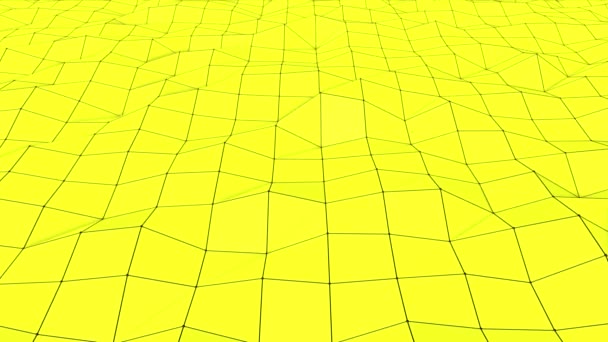 Die Gelbe Low Poly Ebene Mit Schwarzen Zellen Verformt Sich — Stockvideo