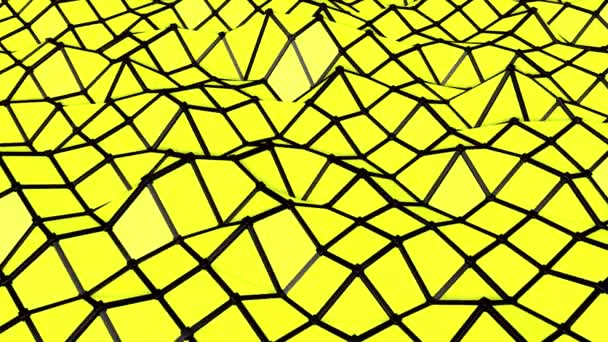 Жовта Низька Поліплощина Чорними Клітинами Повільно Деформується Візуалізація — стокове відео
