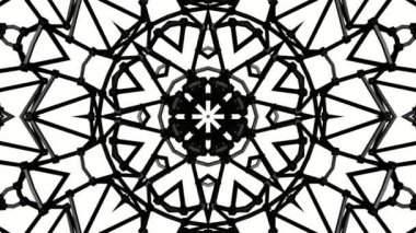 Siyah beyaz bir arka plan desen animasyon. Soyut kaleydoskop arka plan. 3D render
